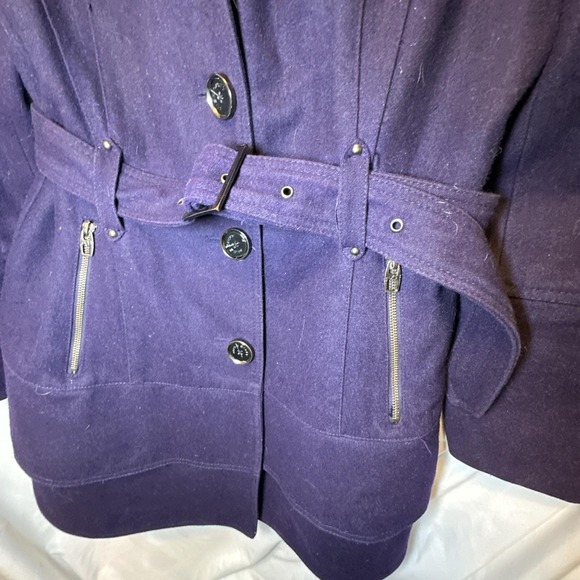 Vintage Miss Sixty M60 Purple Wool Blend Belted Lined Coat Size Large - Picture 7 of 16